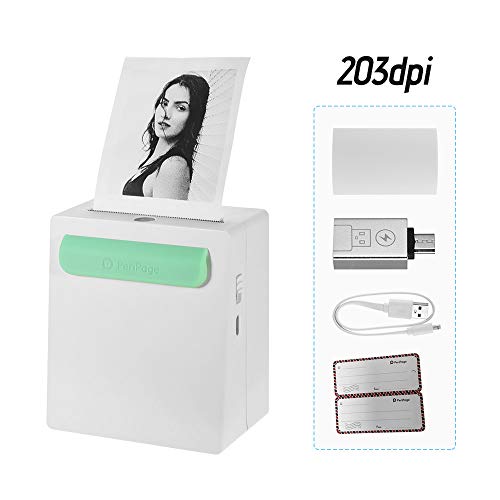 Aibecy PeriPage A8 Mini portátil de bolsillo Inalámbrico BT Impresora térmica Banco de potencia Función de clip Diseño Etiqueta de recibo Memo Etiqueta AR Foto Impresora de imágenes, 203 DPI