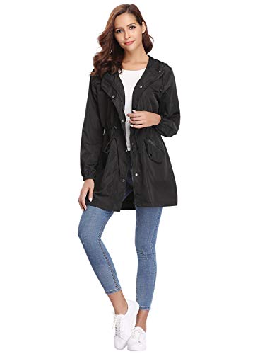 Aibrou Abrigo Impermeables con Capucha para Mujer,Cortavientos,Cortavientos Deportivo de Manga Larga Impermeable,Ligero y Delgado Chubasquero para Exteriores
