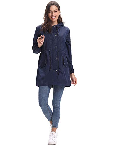 Aibrou Abrigo Impermeables con Capucha para Mujer,Cortavientos,Cortavientos Deportivo de Manga Larga Impermeable,Ligero y Delgado Chubasquero para Exteriores