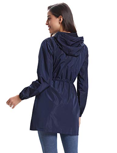 Aibrou Abrigo Impermeables con Capucha para Mujer,Cortavientos,Cortavientos Deportivo de Manga Larga Impermeable,Ligero y Delgado Chubasquero para Exteriores