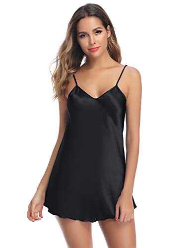Aibrou Camison Sexy Satén para Mujer Camisón Mujer Seda Camisones Dormir Verano Tallas Grandes Satín para Novia