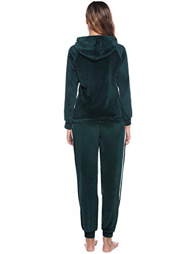 Aibrou Chándal Deportivo para Mujer 2 Piezas,Chándal de Ocio Casual Otoño Invierno,Ropa de Casa Hoodie Comodo y Suave Pullover Sudadera con Cordón + Pantalones Largo Conjunto