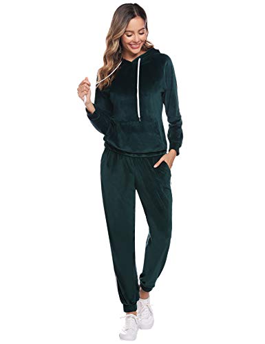 Aibrou Chándal Deportivo para Mujer 2 Piezas,Chándal de Ocio Casual Otoño Invierno,Ropa de Casa Hoodie Comodo y Suave Pullover Sudadera con Cordón + Pantalones Largo Conjunto