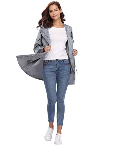 Aibrou Chaqueta Impermeable con Capucha para Mujer, Cazadora Ligera Impermeable al Aire Libre