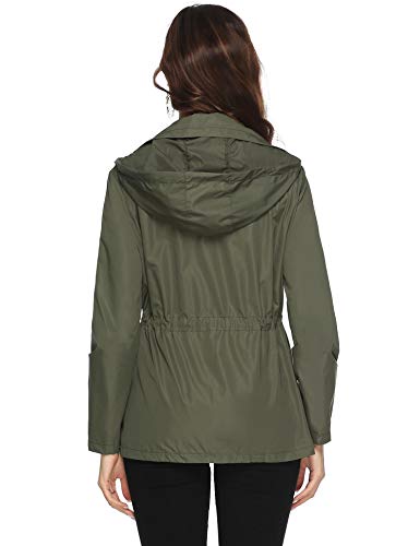 Aibrou Cortavientos Abrigos Impermeables con Capucha Ligera para Mujer,Chubasquero Deporte para al Aire Libre,Ropa de Secado Rápido Chaqueta de Viento e Impermeable