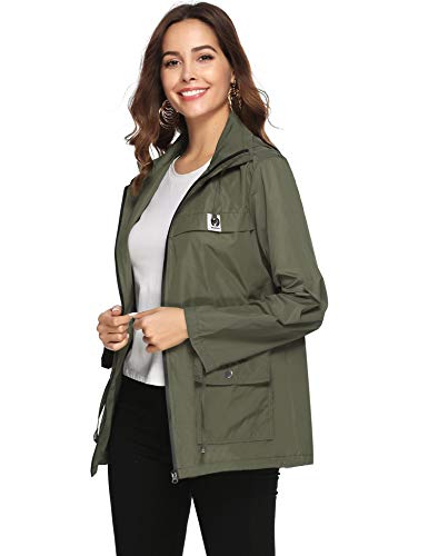 Aibrou Cortavientos Abrigos Impermeables con Capucha Ligera para Mujer,Chubasquero Deporte para al Aire Libre,Ropa de Secado Rápido Chaqueta de Viento e Impermeable