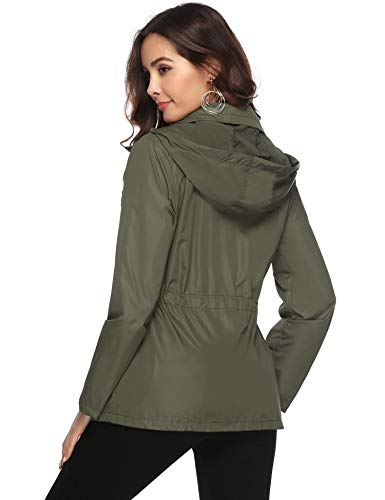 Aibrou Cortavientos Abrigos Impermeables con Capucha Ligera para Mujer,Chubasquero Deporte para al Aire Libre,Ropa de Secado Rápido Chaqueta de Viento e Impermeable