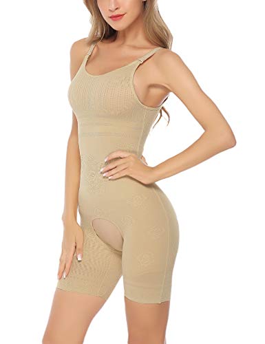Aibrou Faja de Mujer Reductora Abdomen Sin Costuras Faja Moldeadora Mujer Fiesta Body Reductor Talla Grande (Beige, XXL-(Cintura 87-93cm/Peso 80-90kg))