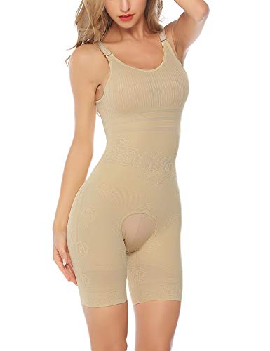 Aibrou Faja de Mujer Reductora Abdomen Sin Costuras Faja Moldeadora Mujer Fiesta Body Reductor Talla Grande (Beige, XXL-(Cintura 87-93cm/Peso 80-90kg))