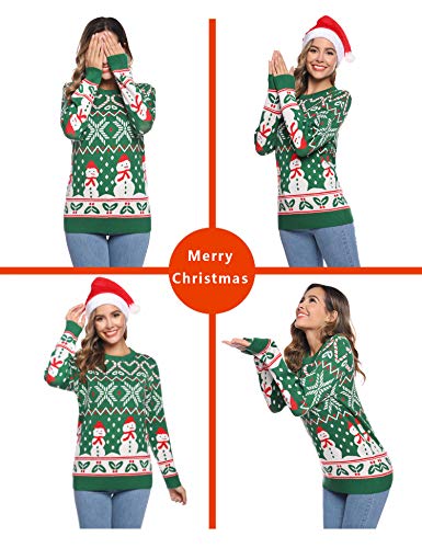 Aibrou Jersey Suéter de Navidad Familia,Pullover Monigote de Nieve Jerséis de Punto Cómodo y Cálido Mujer Hombre y Niños