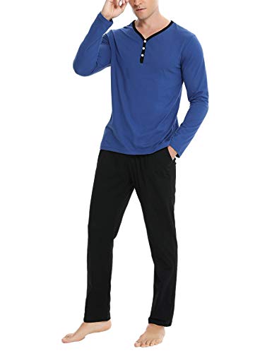Aibrou Pijama Hombre Invierno de 100% Algodón Conjuntos de Pijamas para Hombre Manga Larga
