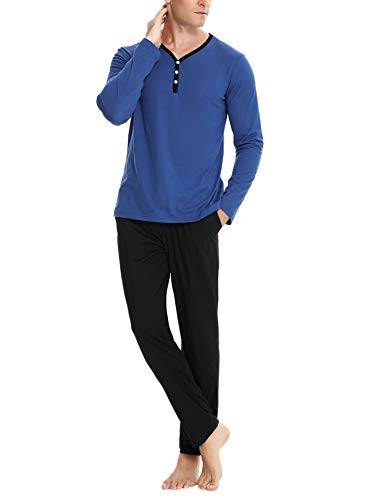 Aibrou Pijama Hombre Invierno de 100% Algodón Conjuntos de Pijamas para Hombre Manga Larga