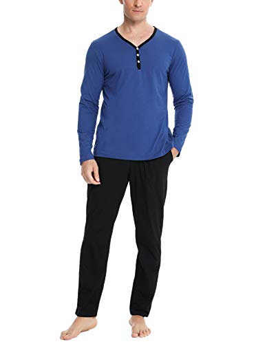 Aibrou Pijama Hombre Invierno de 100% Algodón Conjuntos de Pijamas para Hombre Manga Larga