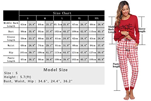 Aibrou Pijama Mujer Invierno de Algodón Conjuntos de Pijamas para Mujer Mangas Larga y Pantalones Largo Ropa de Casa 2 Piezas