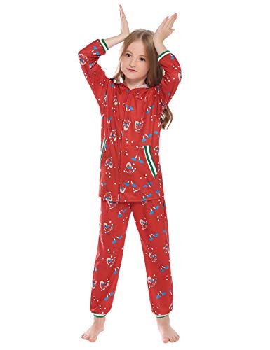 Aibrou Pijamas de Navidad Conjunto Familia Ropa de Dormir Casual Invierno Mujer Hombre Niños