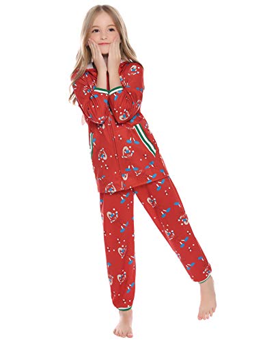 Aibrou Pijamas de Navidad Conjunto Familia Ropa de Dormir Casual Invierno Mujer Hombre Niños