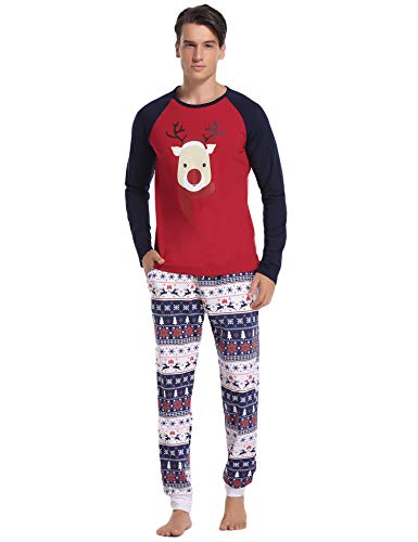 Aibrou Pijamas de Navidad Familia Conjunto Pantalon y Top Pijamas Mujer Hombre Invierno Manga Larga Pijama de Dormir 2 Piezas Niños Niña Ropa de Dormir para Bebés Mamá Papá Romper Homewear