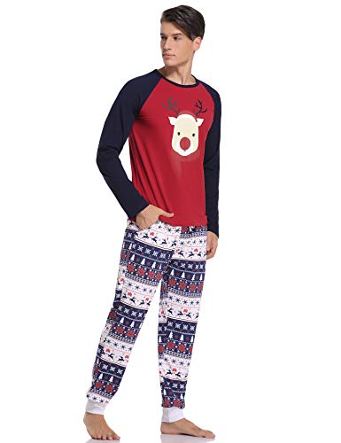 Aibrou Pijamas de Navidad Familia Conjunto Pantalon y Top Pijamas Mujer Hombre Invierno Manga Larga Pijama de Dormir 2 Piezas Niños Niña Ropa de Dormir para Bebés Mamá Papá Romper Homewear