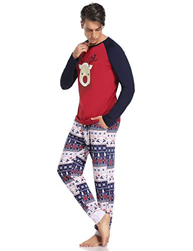 Aibrou Pijamas de Navidad Familia Conjunto Pantalon y Top Pijamas Mujer Hombre Invierno Manga Larga Pijama de Dormir 2 Piezas Niños Niña Ropa de Dormir para Bebés Mamá Papá Romper Homewear