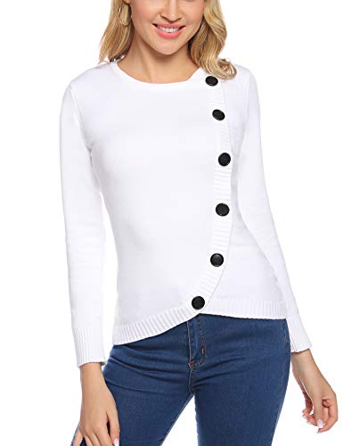 Aibrou Suéter Chaqueta de Punto Mujer,Cardigan Mujer de Cuello Redondo Mangas largas a suéter Tejido.