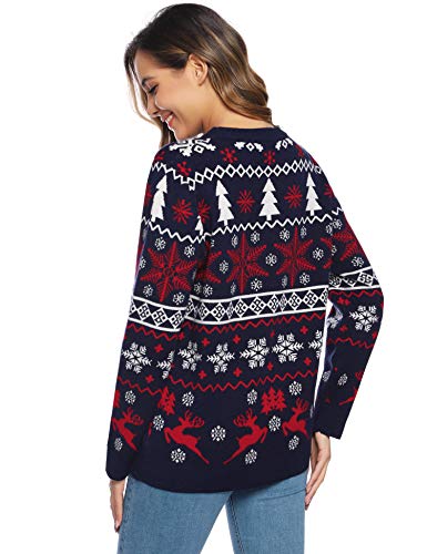 Aibrou Suéter de Navidad Familia Pullover de Punto Jerséis para Mujer Hombre Invierno Manga Larga Jersey Navideño para Niño Niña