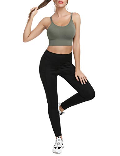 Aibrou Sujetador Deportivo Mujer Sujetador de Yoga Mujer con Acolchado Desmontable y Tirantes Elásticos sin Espalda para Yoga/Fitness/Run/Ejercicio de Diaria