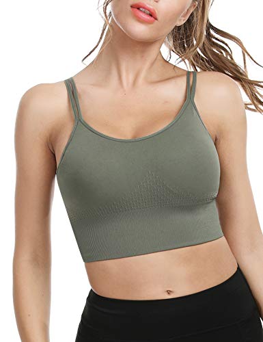 Aibrou Sujetador Deportivo Mujer Sujetador de Yoga Mujer con Acolchado Desmontable y Tirantes Elásticos sin Espalda para Yoga/Fitness/Run/Ejercicio de Diaria