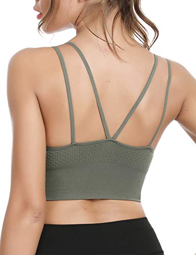 Aibrou Sujetador Deportivo Mujer Sujetador de Yoga Mujer con Acolchado Desmontable y Tirantes Elásticos sin Espalda para Yoga/Fitness/Run/Ejercicio de Diaria
