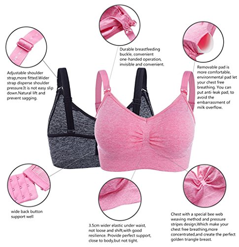 Aibrou Sujetador Lactancia para Premama con Relleno,Sujetador de Maternidad Embarazada sin Aros para Lactancia Materna 1/2/3 Pack