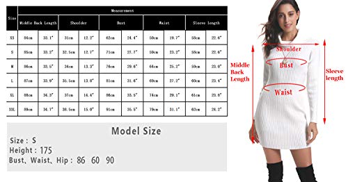 Aibrou Vestido a Punto Cuello Alto para Mujer,Vestido de Jerséy Elegante Clásico Ajustado,Sexy Sueter Falda de Cadera,Primavera, Otoño, Invierno