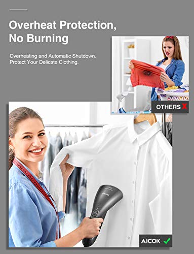 AICOK Planchas Verticales, 15s Rápida de Calor Plancha Ropa Vapor Vertical,Doble Ajuste de Vapor, con Set de Viaje Profesional, Prevenir Escupe Agua, Plancha de Viaje, Portátil para el Hogar y Viaje