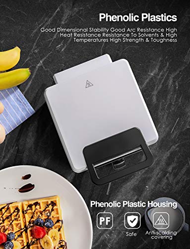 Aicook Gofrera, 1200W Belga Gofreras eléctrica con Control de Temperatura, Luces Indicadoras, Revestimiento Antiadherente, Fácil de Limpiar, Dos gofres a la Vez