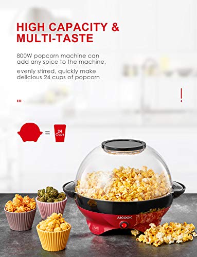 Aicook Palomitero, Máquina de Palomitas con Plato Calentamiento Antiadherente, Almacenamiento Conveniente, Silencioso & Rápido, 5 Litros