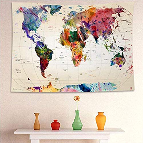AidShunn Tapiz Mapa del Mundo Colgar en la Pared Manta de Fondo Multicolor para Sala de Estar Dormitorio Dormitorio Casa