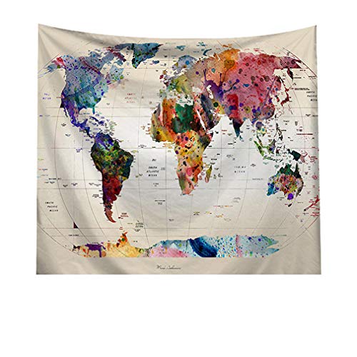 AidShunn Tapiz Mapa del Mundo Colgar en la Pared Manta de Fondo Multicolor para Sala de Estar Dormitorio Dormitorio Casa