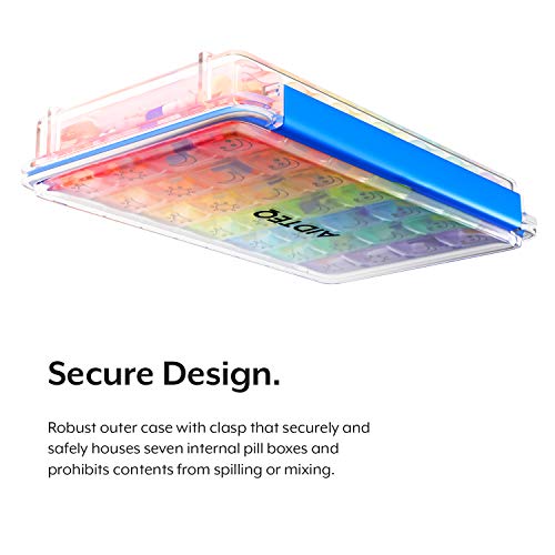 Aidteq Prima Organizador de Pastillas 7 Días 4 Veces al Día AM PM Dispensador de Pastillas de Viaje con Caja a Prueba de Humedad y 28 Compartimientos Grandes