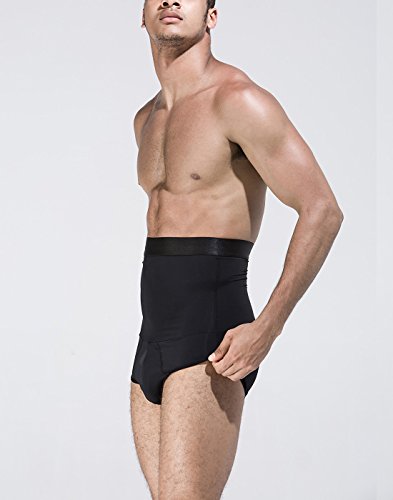 AIEOE - Calzoncillos Adelgazantes Cintura Alta con Faja Reductora de Abdomen Plano Slimming Shapewear para Hombre, Negro, EU L (talla fabricante XL)