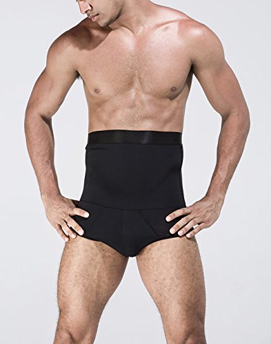 AIEOE - Calzoncillos Adelgazantes Cintura Alta con Faja Reductora de Abdomen Plano Slimming Shapewear para Hombre, Negro, EU L (talla fabricante XL)