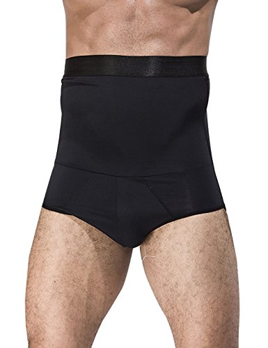 AIEOE - Calzoncillos Adelgazantes Cintura Alta con Faja Reductora de Abdomen Plano Slimming Shapewear para Hombre, Negro, EU L (talla fabricante XL)