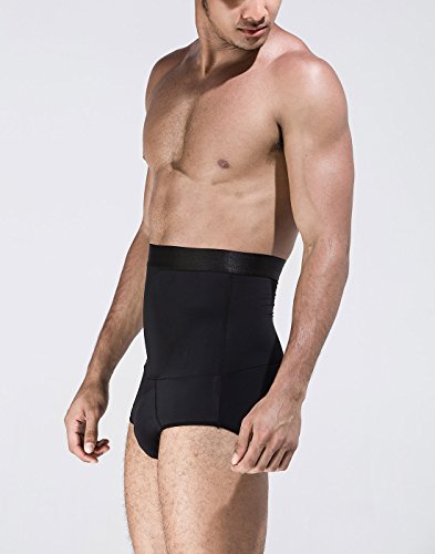 AIEOE - Calzoncillos Adelgazantes Cintura Alta con Faja Reductora de Abdomen Plano Slimming Shapewear para Hombre, Negro, EU L (talla fabricante XL)