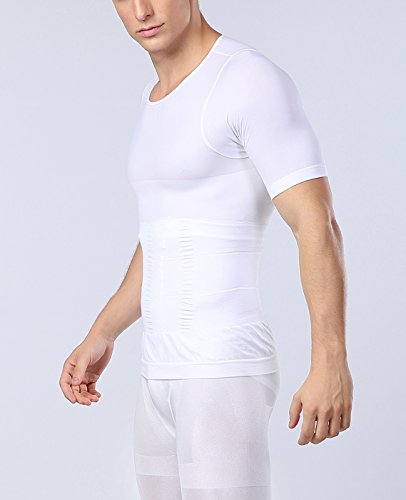 AIEOE - Camiseta Moldeadora Faja Adelgazante Abdominal Pecho para Hombre Fitness Transpirable - Blanco - XL(56)