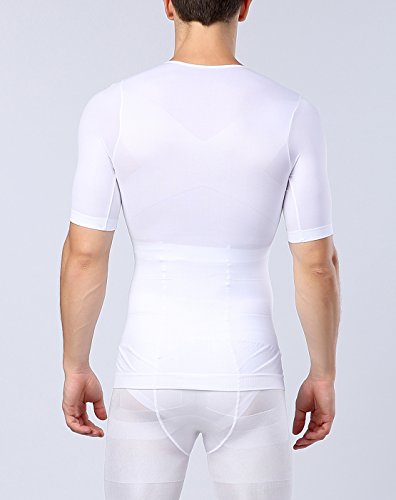 AIEOE - Camiseta Moldeadora Faja Adelgazante Abdominal Pecho para Hombre Fitness Transpirable - Blanco - XL(56)