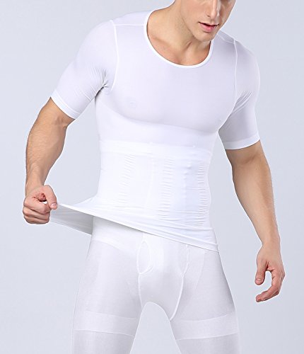 AIEOE - Camiseta Moldeadora Faja Adelgazante Abdominal Pecho para Hombre Fitness Transpirable - Blanco - XL(56)