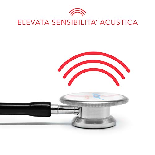 AIESI® Fonendoscopio Profesional de doble cabeza para adultos color negro DOCTOR B-SCOPE # Garantía de 24 meses