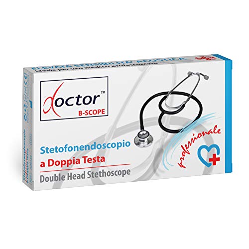 AIESI® Fonendoscopio Profesional de doble cabeza para adultos color negro DOCTOR B-SCOPE # Garantía de 24 meses