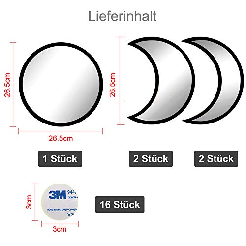 AIFUSI 5 piezas espejo de pared con pegatinas bohemias espejo decorativo para dormitorio, salón, dormitorio, habitación infantil, apartamento de oficina