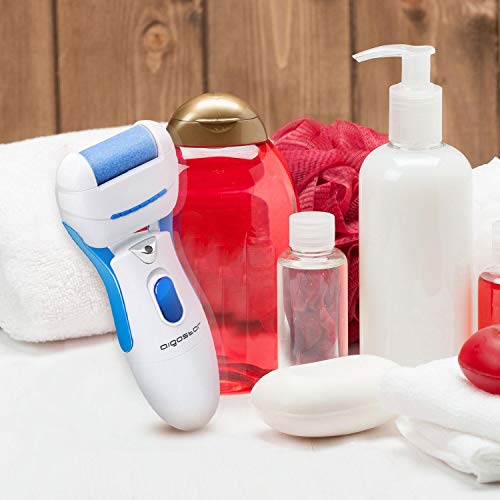 Aigostar Smooth - Sin cable Depiladora Electrica, Lima eléctrica pies, Set de Pedicura y Manicura Eléctrico, afeitado con accesorio para axilas, y eliminación de callos y piel muerta, luz frontal Led