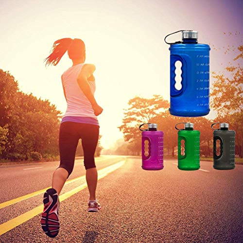 AIJIANG Botella de Agua Unisex al Aire Libre, Botella de Agua Deportiva Motivacional de 2.2L con Marcador de Tiempo Tapa a Prueba de Fugas de Boca Ancha para Correr Deportes Fitness al Aire Libre