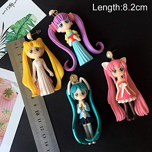 Ailin Online Sailor Moon - Pendientes de tuerca de PVC con diseño de dibujos animados para cosplay, para mujeres y niñas