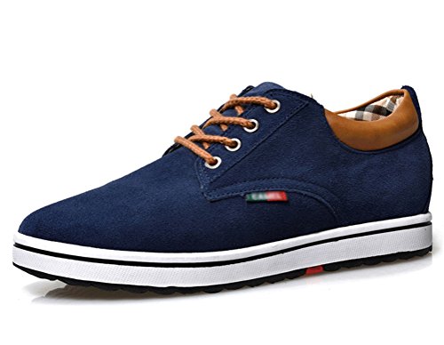 ailishabroy Zapatillas Hombre Ascensor Hombres Altura Aumentar Lace Up Zapatos Casual (42 EU, Azul)